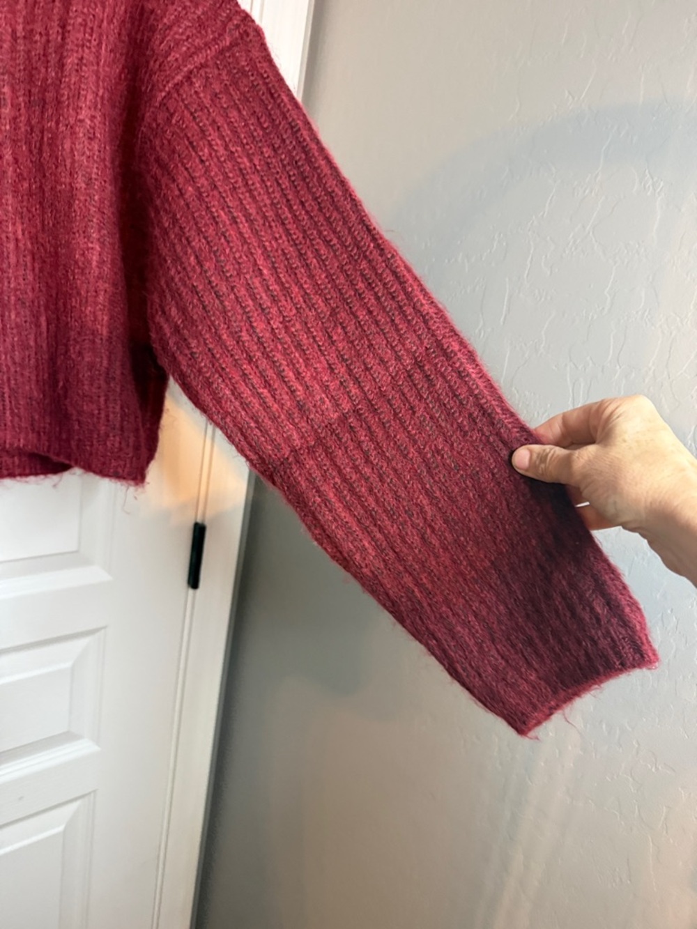 Thakoon Wine Red Cropped Ribbed Turtleneck Sweater - Picture 5 of 5